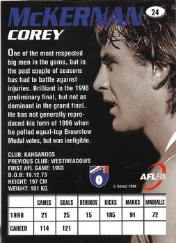 1999 Select AFL Premiere #24 Corey McKernan Back